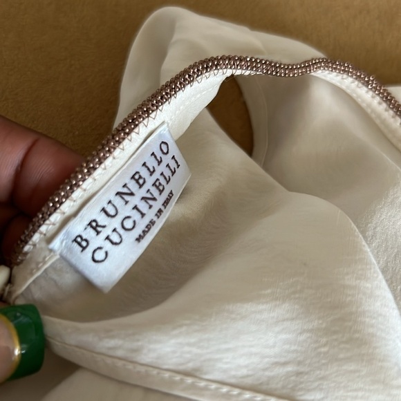 brunello cucinelli silk bend top with chain cream color size medium - Picture 9 of 11